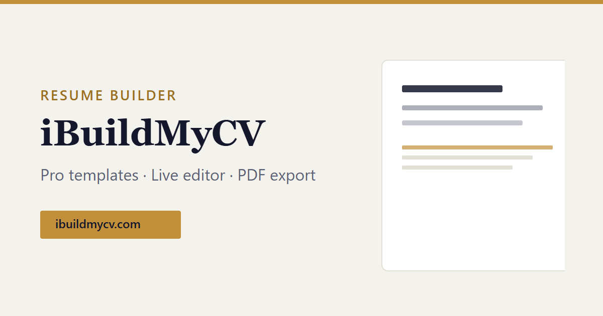 I was paying 20 bucks by month for a CV builder I used twice a year, rebuilt it myself iBuildMyCv.co logo